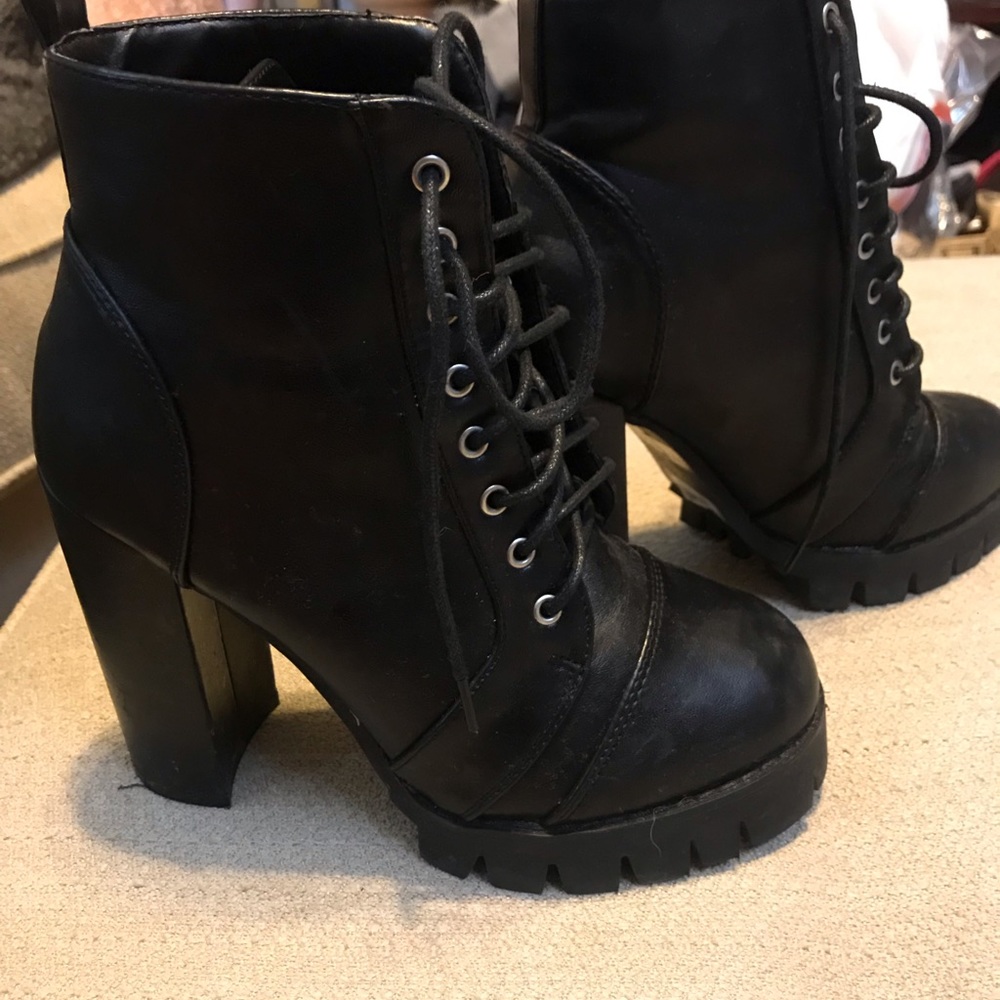 Black Heel Combat Boots